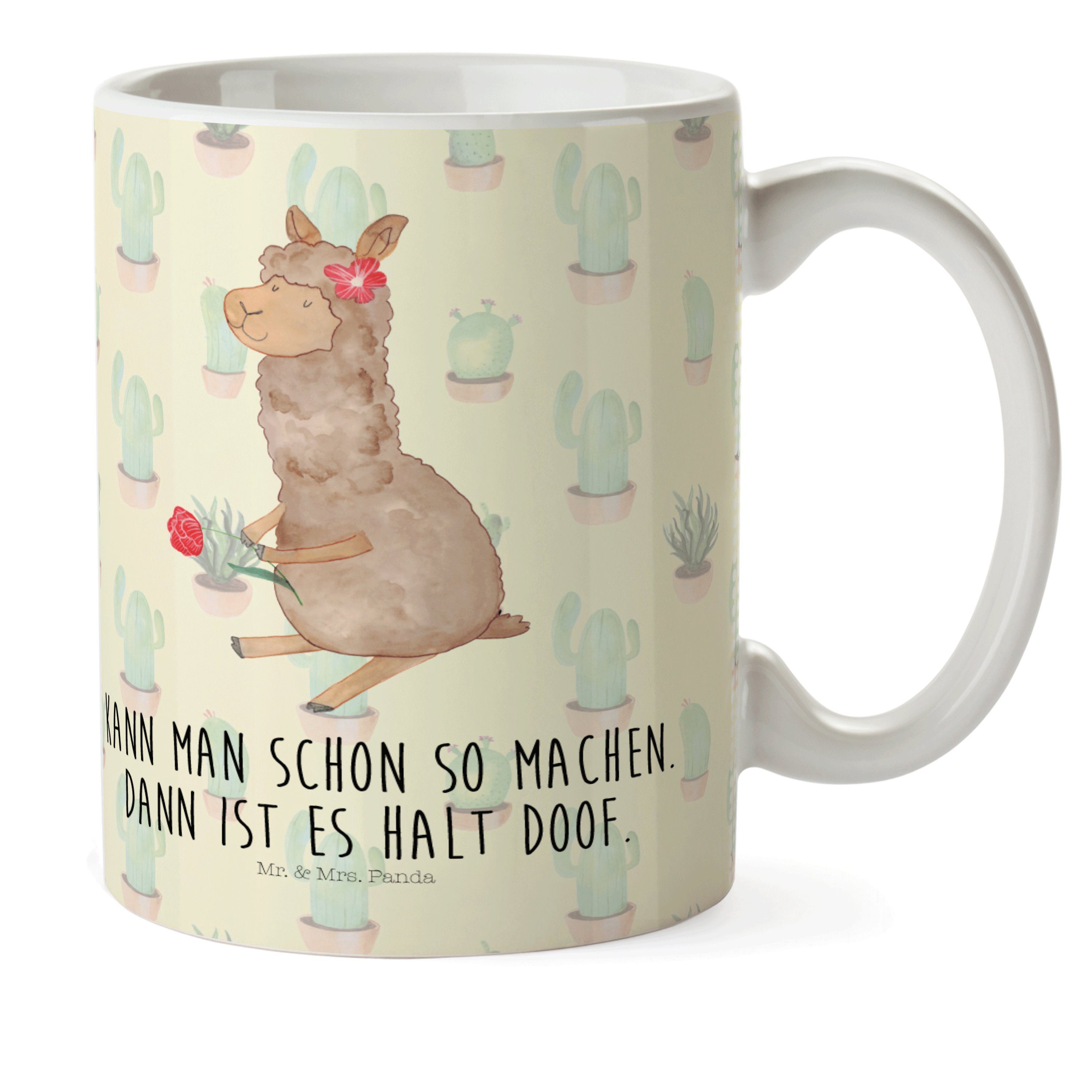 Mr. & Mrs. Panda Kinderbecher »Alpaka Blume - Weiß - Geschenk, Tasse